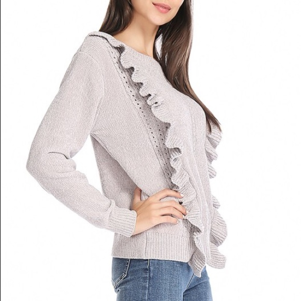 Chenille Ruffle Detail Sweater - Picture 2 of 6